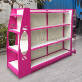 多サイズ 4 は小売店のための二重側面の陳列だなのピンクに棚に置く金属のゴンドラを水平にします