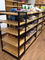 Supermarket Industrial Pallet Racks Metal / Wood Display Shelving Double Sided