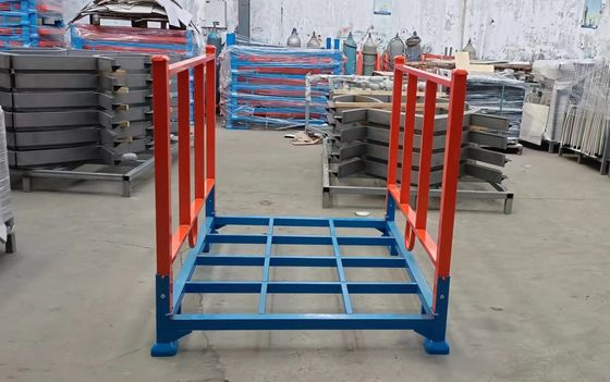 倉庫のスペースを節約する重荷の折りたたむパレットケージ 青とオレンジ
