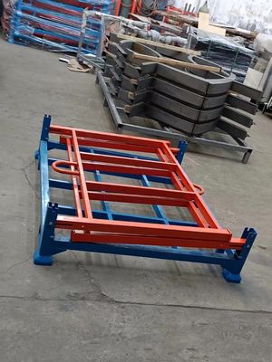 倉庫のスペースを節約する重荷の折りたたむパレットケージ 青とオレンジ