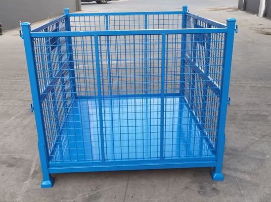 積み重ねられる折りたたむ鋼製容器 網膜保護 素材生産の貯蔵のための青い色