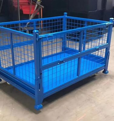 積み重ねられる折りたたむ鋼製容器 網膜保護 素材生産の貯蔵のための青い色