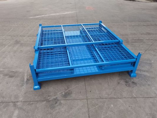 積み重ねられる折りたたむ鋼製容器 網膜保護 素材生産の貯蔵のための青い色