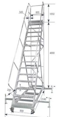 高さ4m 2階の軽アルミ階段 倉庫用棚用ラックに簡単に移動